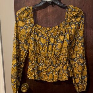 Boden Yellow and Blue Paisley Blouse